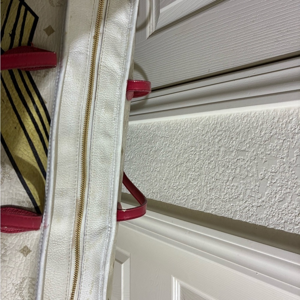 MCM White and Green Geometric Tote - Picture 4 of 10